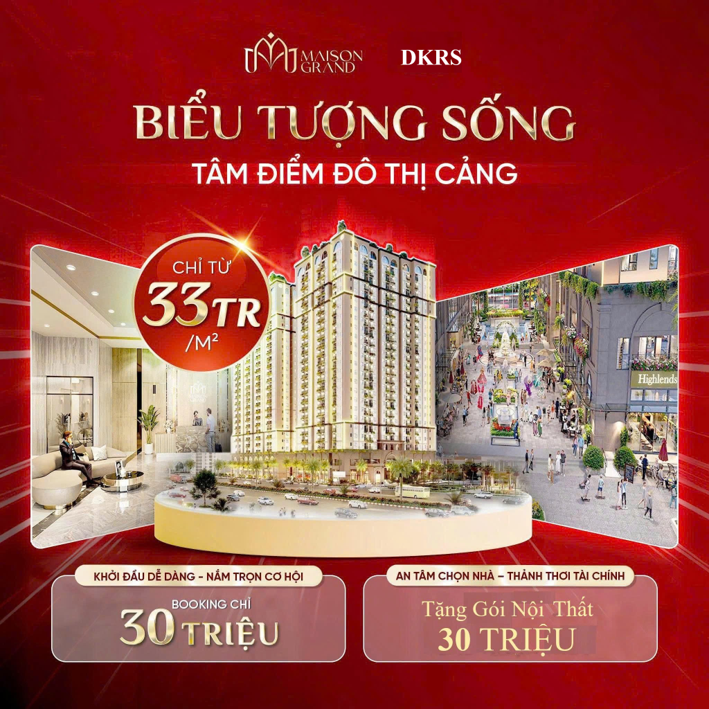 Bán căn hộ Maison Grand Phú Mỹ, giá chỉ từ 33 triệu/m², tiềm năng tăng giá vượt trội